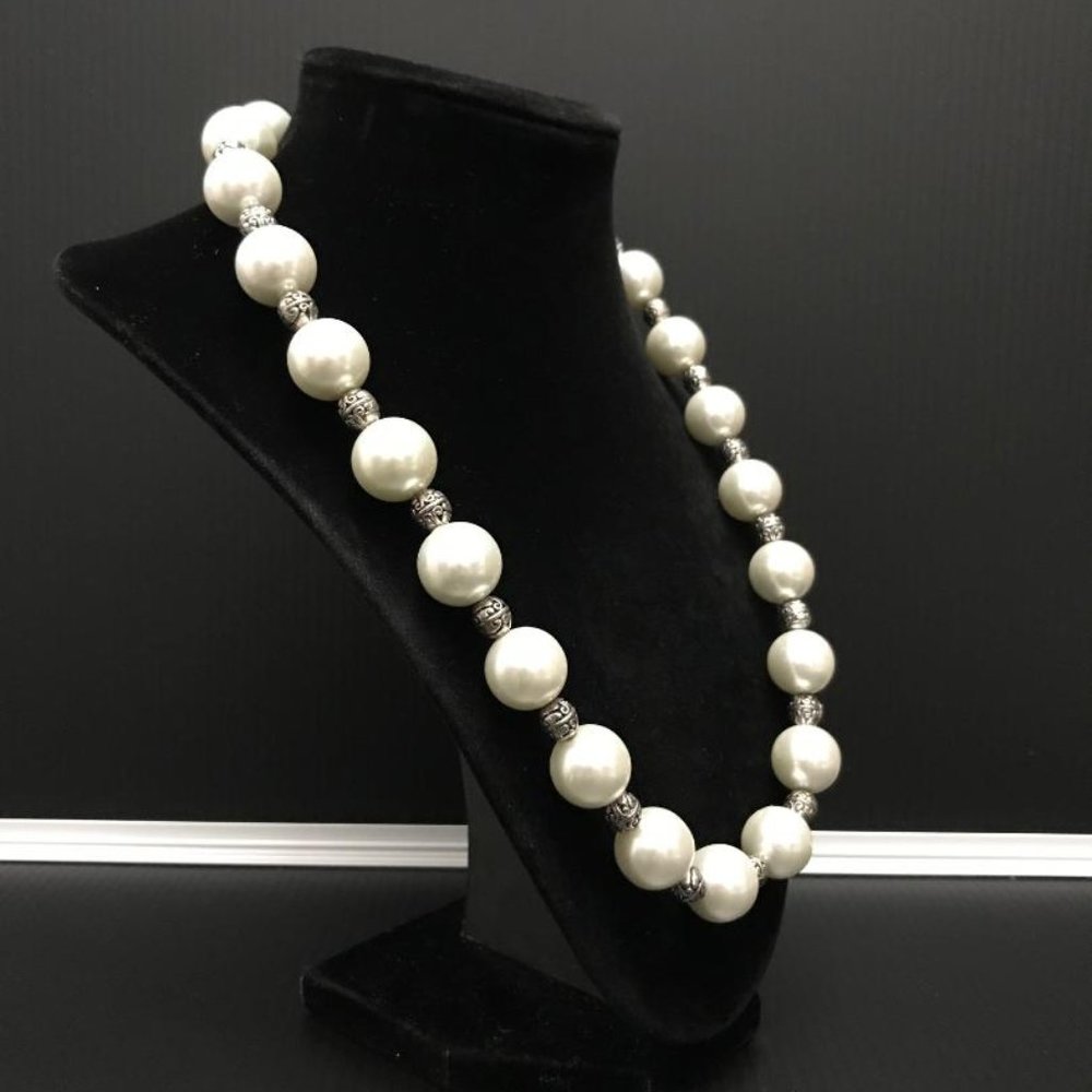 Faux Pearl & Silver-Tone Bead Necklace - Picture 3 of 6